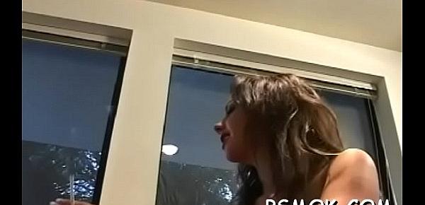  Beautiful teenager gives hot eye contact while sucking penis